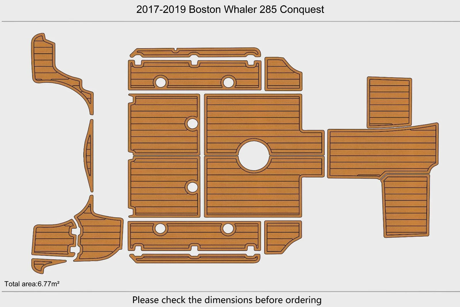 EVA Teak Faux Floor Cockpit Swim Platform for Boston Whaler 285 Conquest (2018)