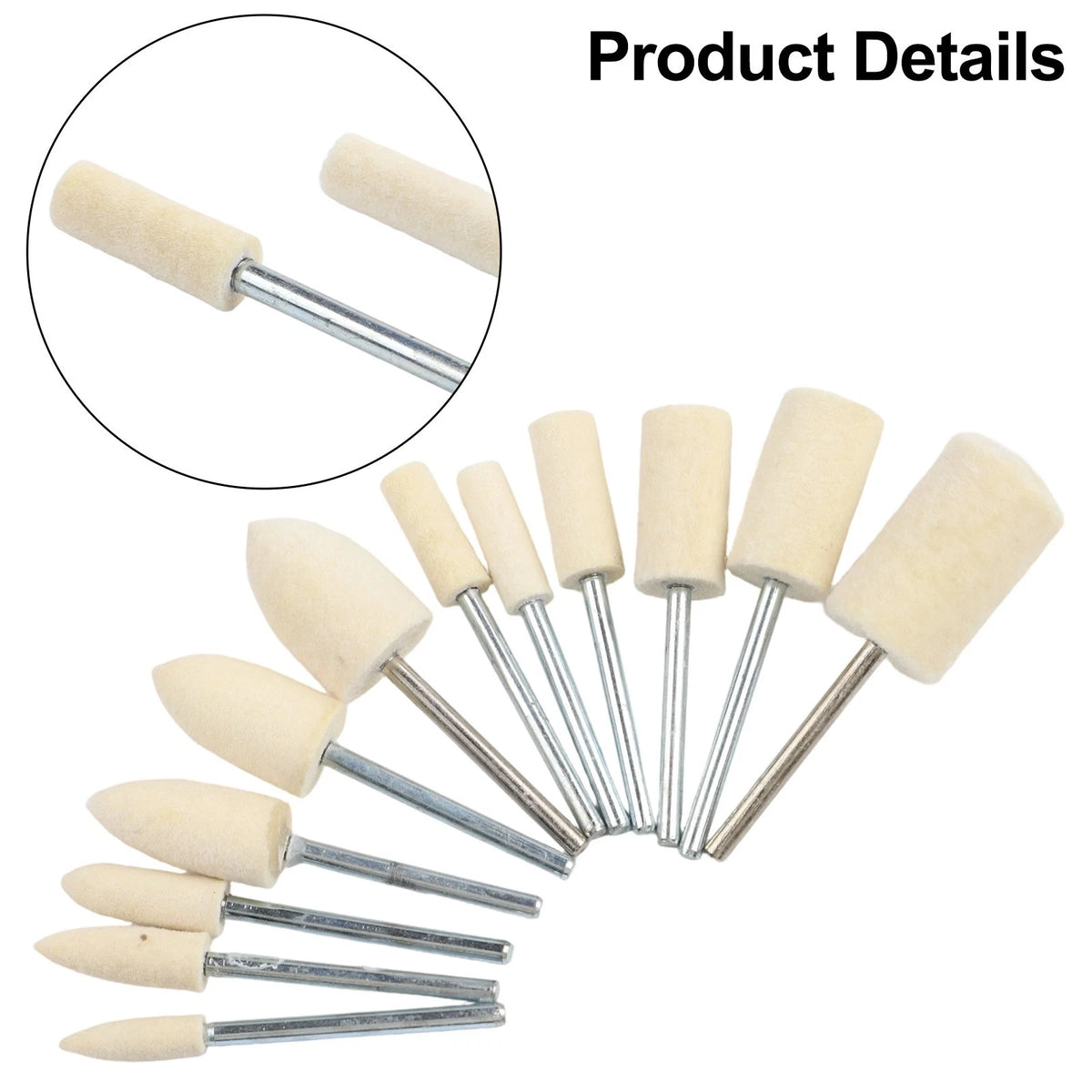 12 Wool Grinding Head Set for Rotary Tools (Glass, Metal, Jade)