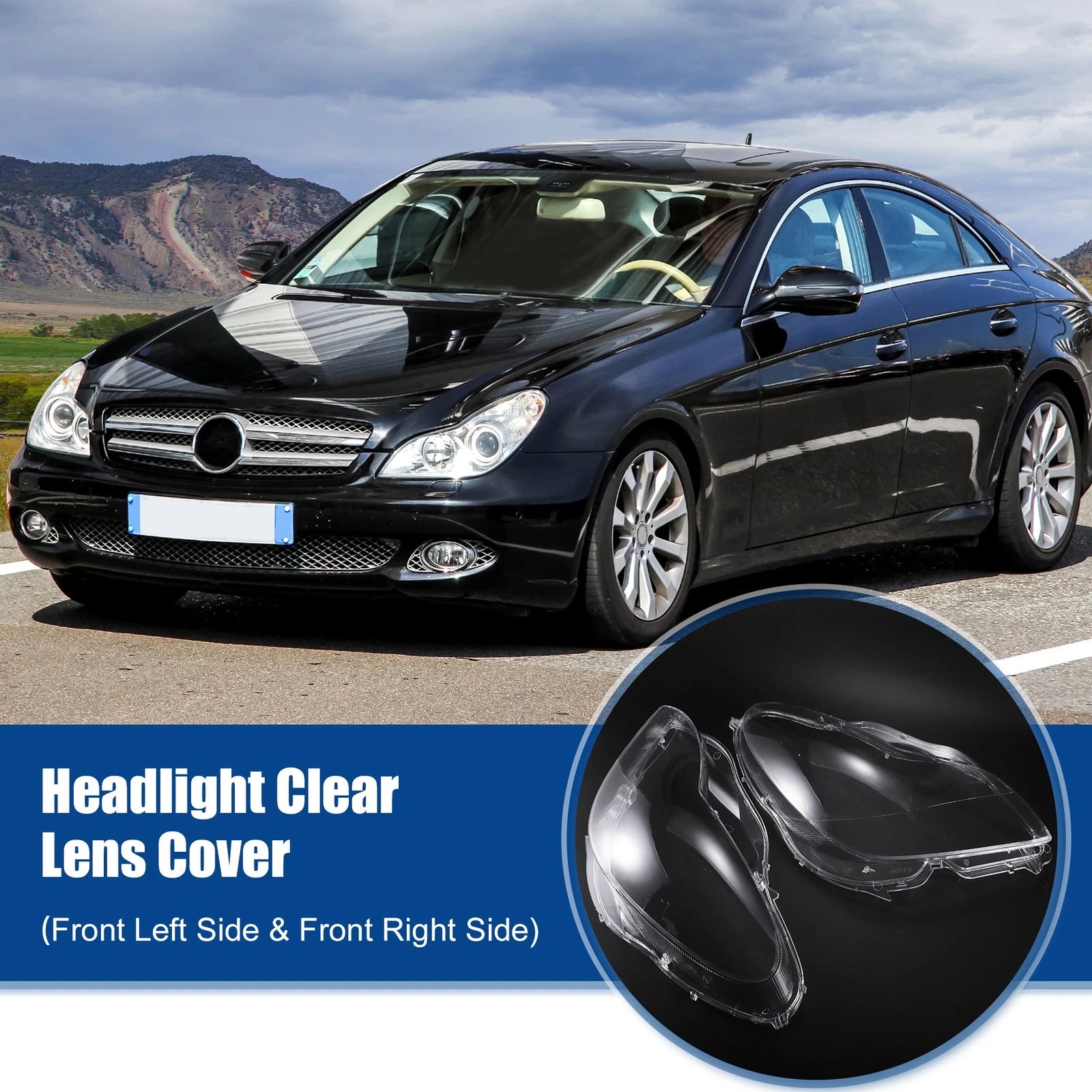 Headlight Clear Lens Cover Pair for Mercedes W219 CLS Class (2005–2011)