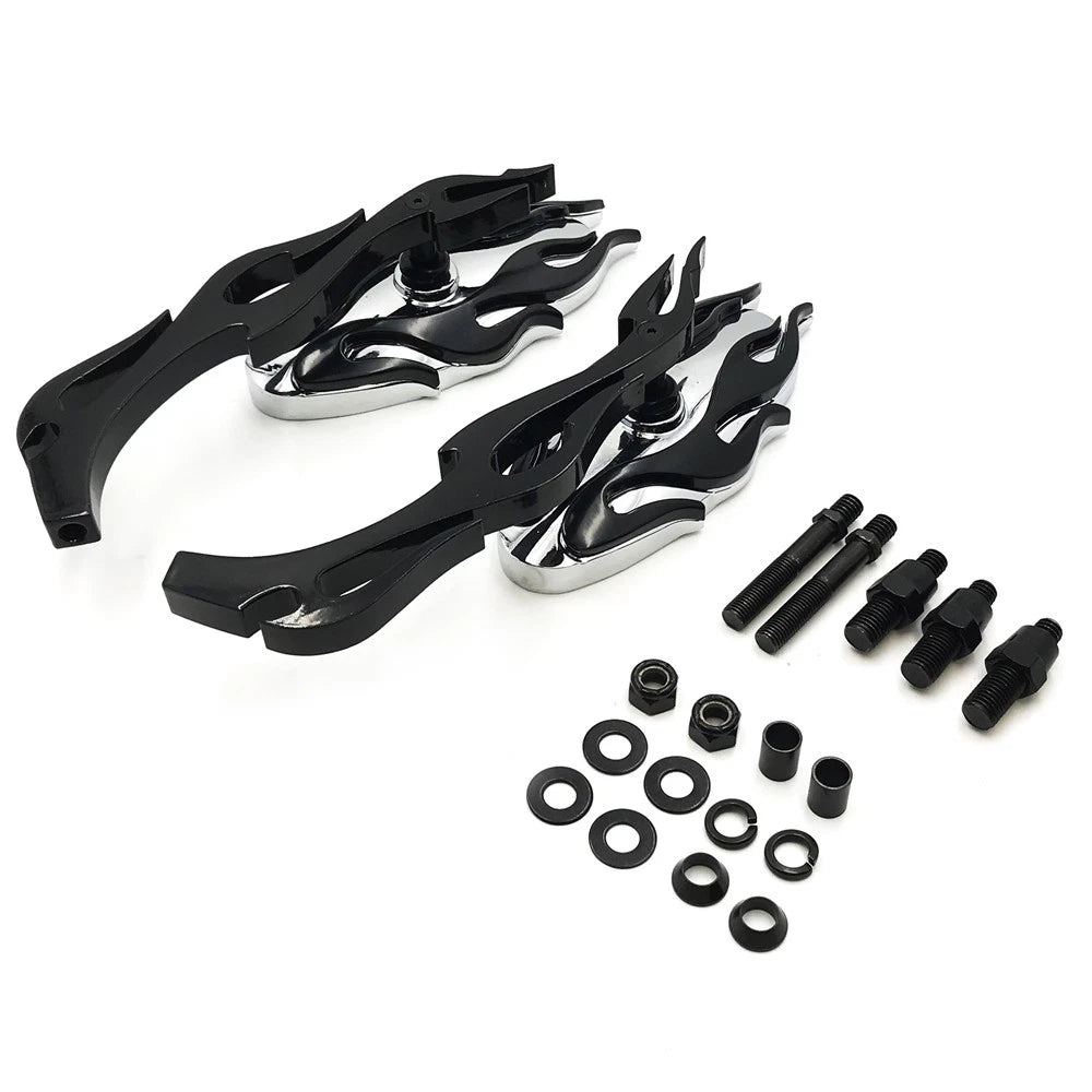 Flame Style Rearview Mirror for Cruiser Chopper Motorcycle (Any Year)