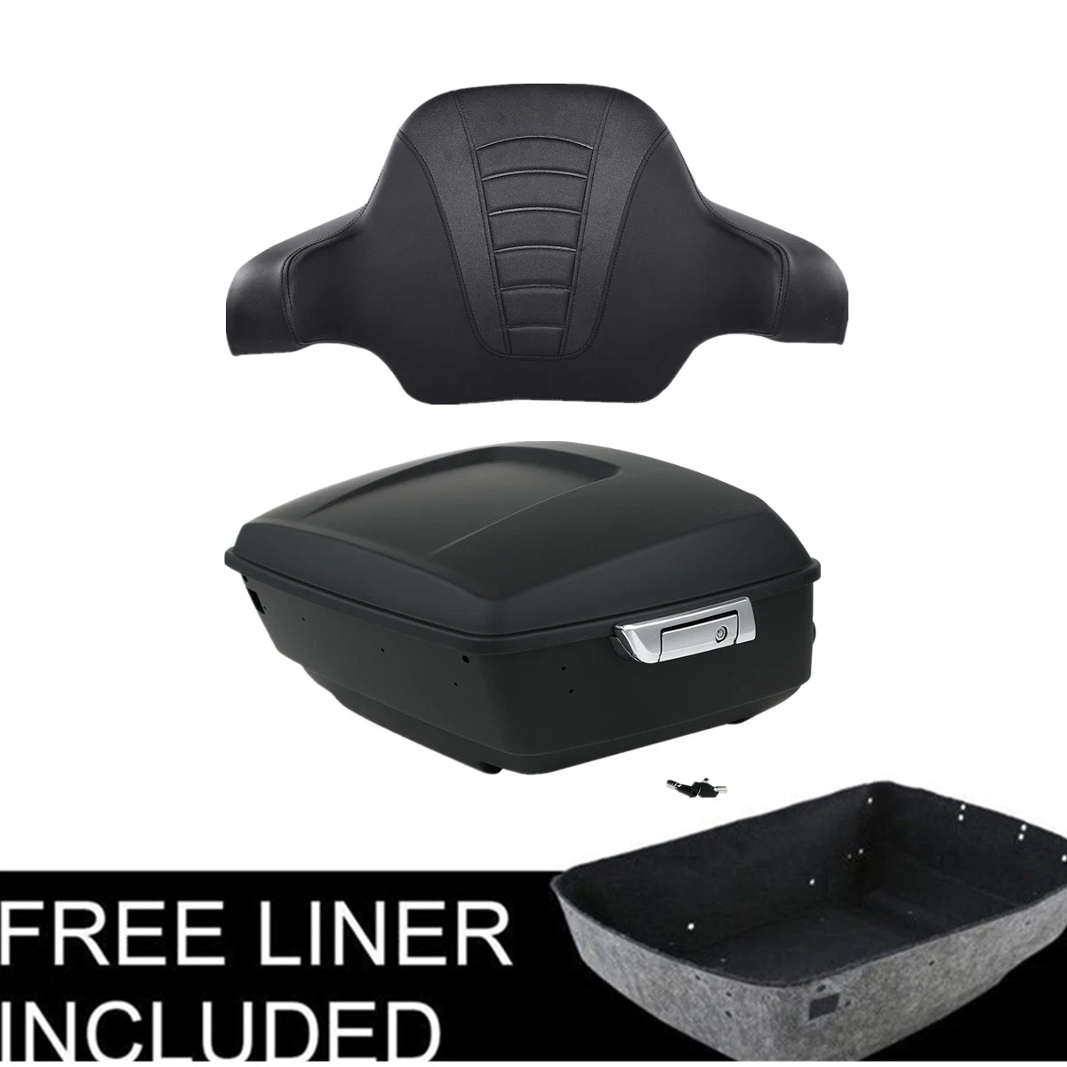 Matt Black King Trunk with Backrest Pad for Harley Street Road Glide (2014–Up)
