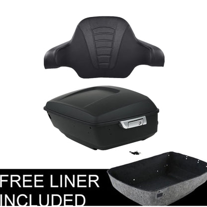 Matt Black King Trunk with Backrest Pad for Harley Street Road Glide (2014–Up)