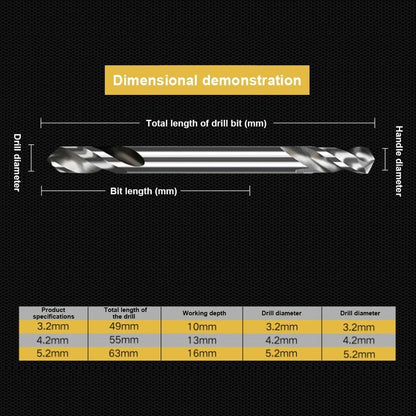 10pcs HSS6542 Double Ended Spiral Drill Bits (3.2mm, 4.2mm, 5.2mm)