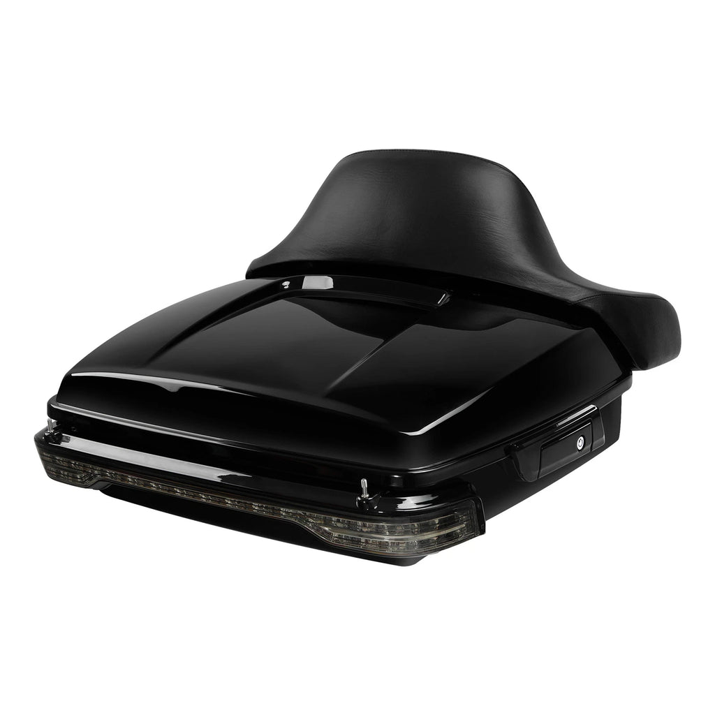 Black Chopped Trunk Backrest Pad Tail Light for Harley Touring Glide (2014–2026)