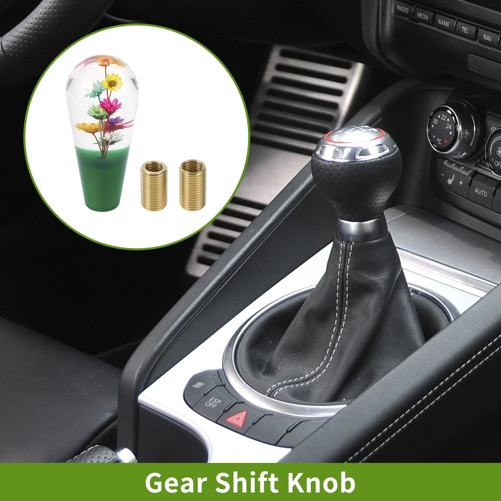 Universal Gear Shift Knob 10cm with 2 Adapters Acrylic Clear Green Set