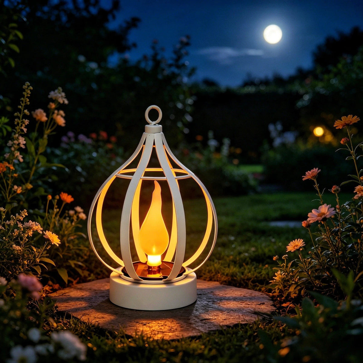 Solar Hanging Lantern with Flickering Flame 12.5x12.5x18cm