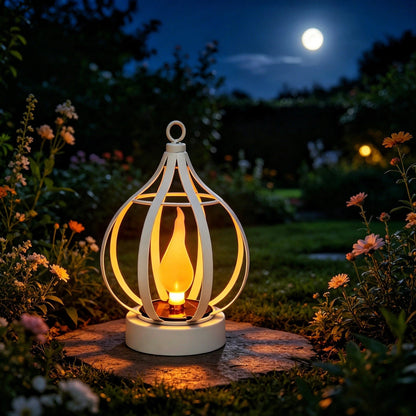 Solar Hanging Lantern with Flickering Flame 12.5x12.5x18cm