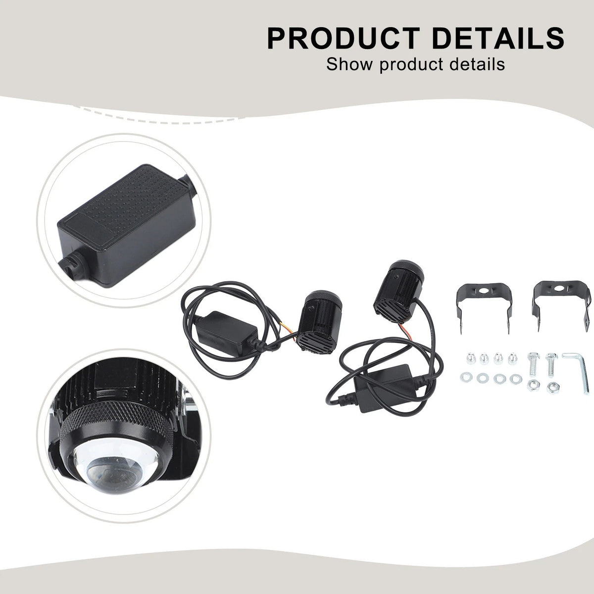 2X 60W Waterproof Mini Driving Light Relay Set for Motorcycle and ATVs