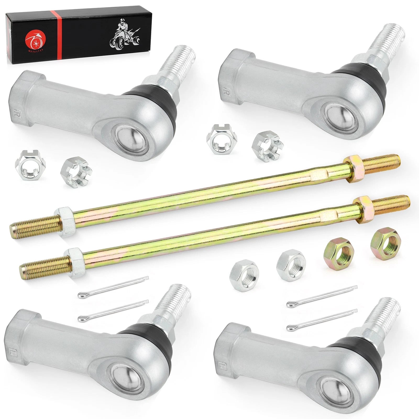 Set of 2 Tie Rod Ends Kit w/ Nut Pin for Honda Foreman 450 TRX450 (1998–2004)