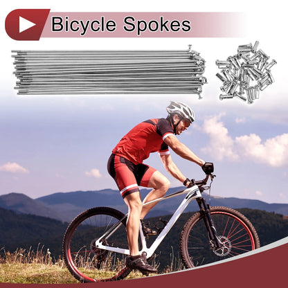Bicycle Spokes 185mm Set 38 for 13G Carbon Steel Silver Tone (1 Count)