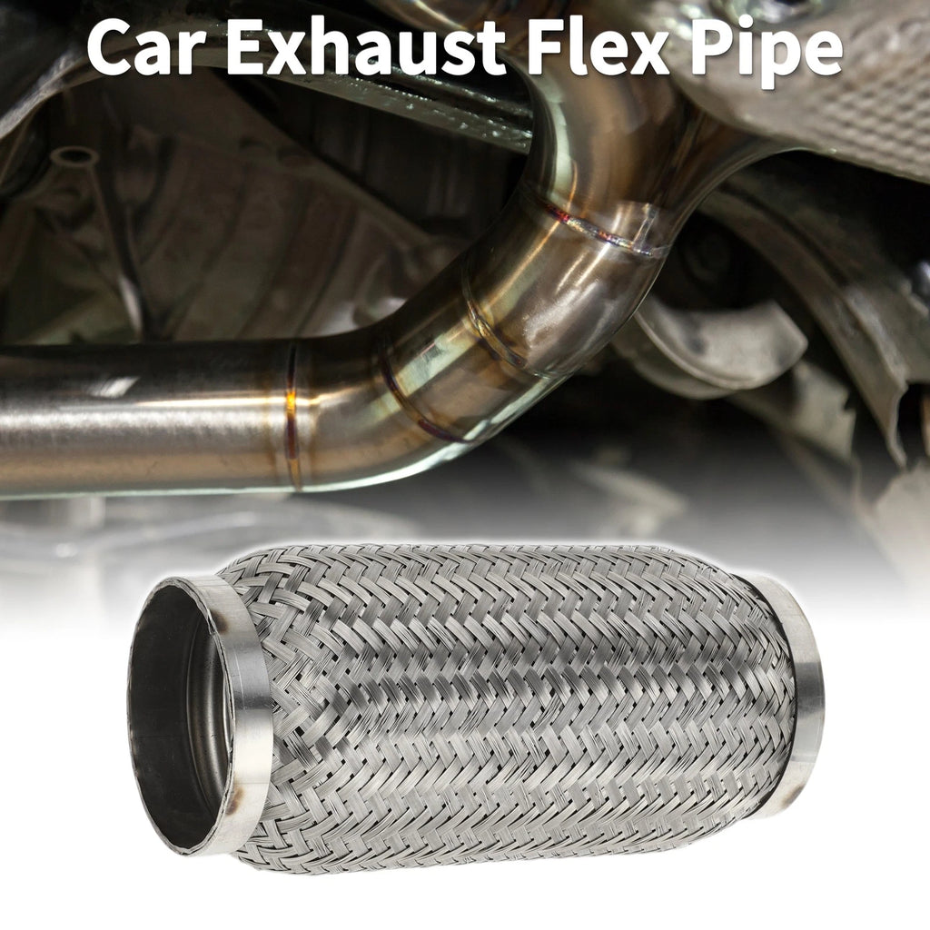 Exhaust Flex Pipe for 3.14 Inch OD, Braided, Silver Tone