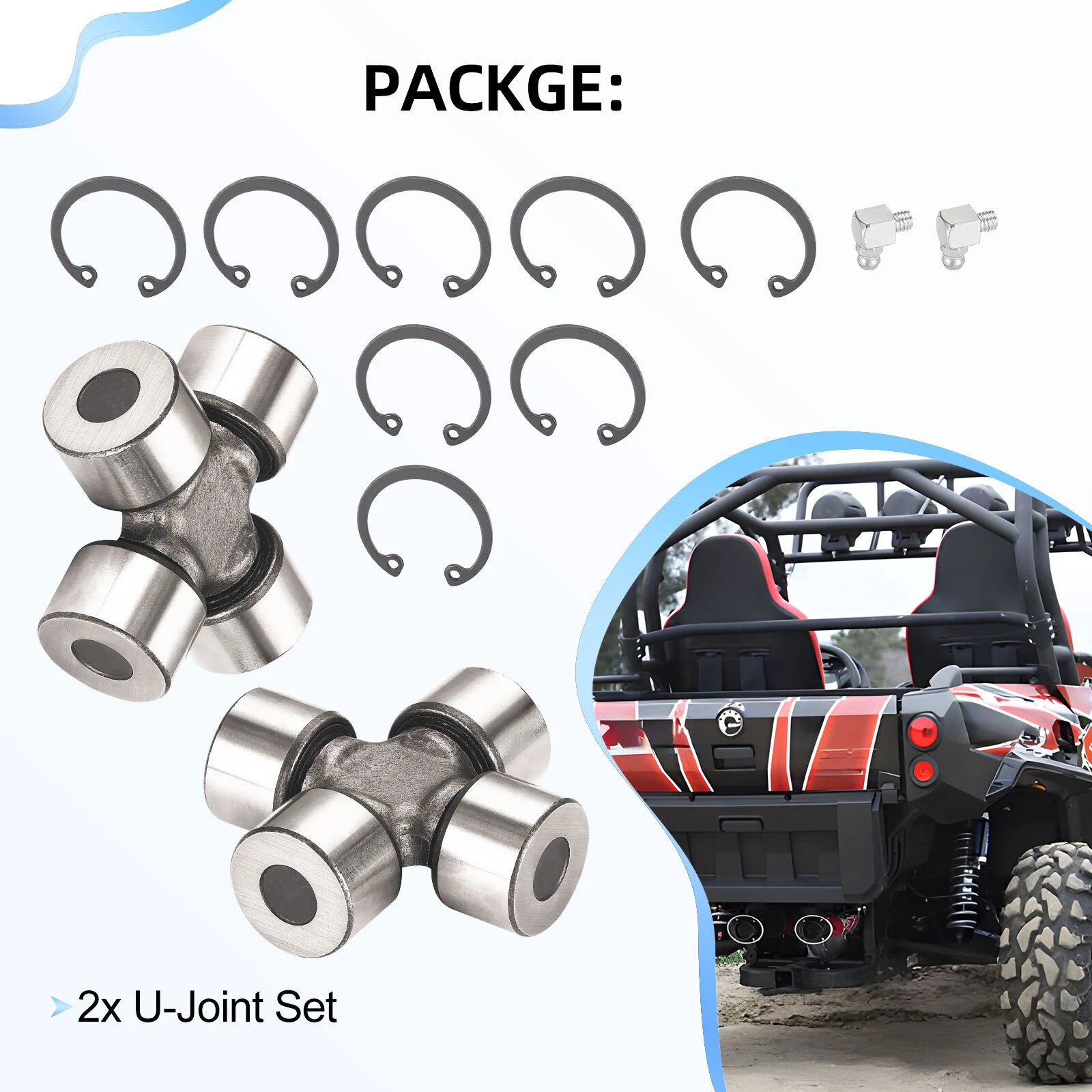 2X U-Joint Kit for Can-Am Outlander 1000 4X4 (2012–2015) Rear Drive Shaft