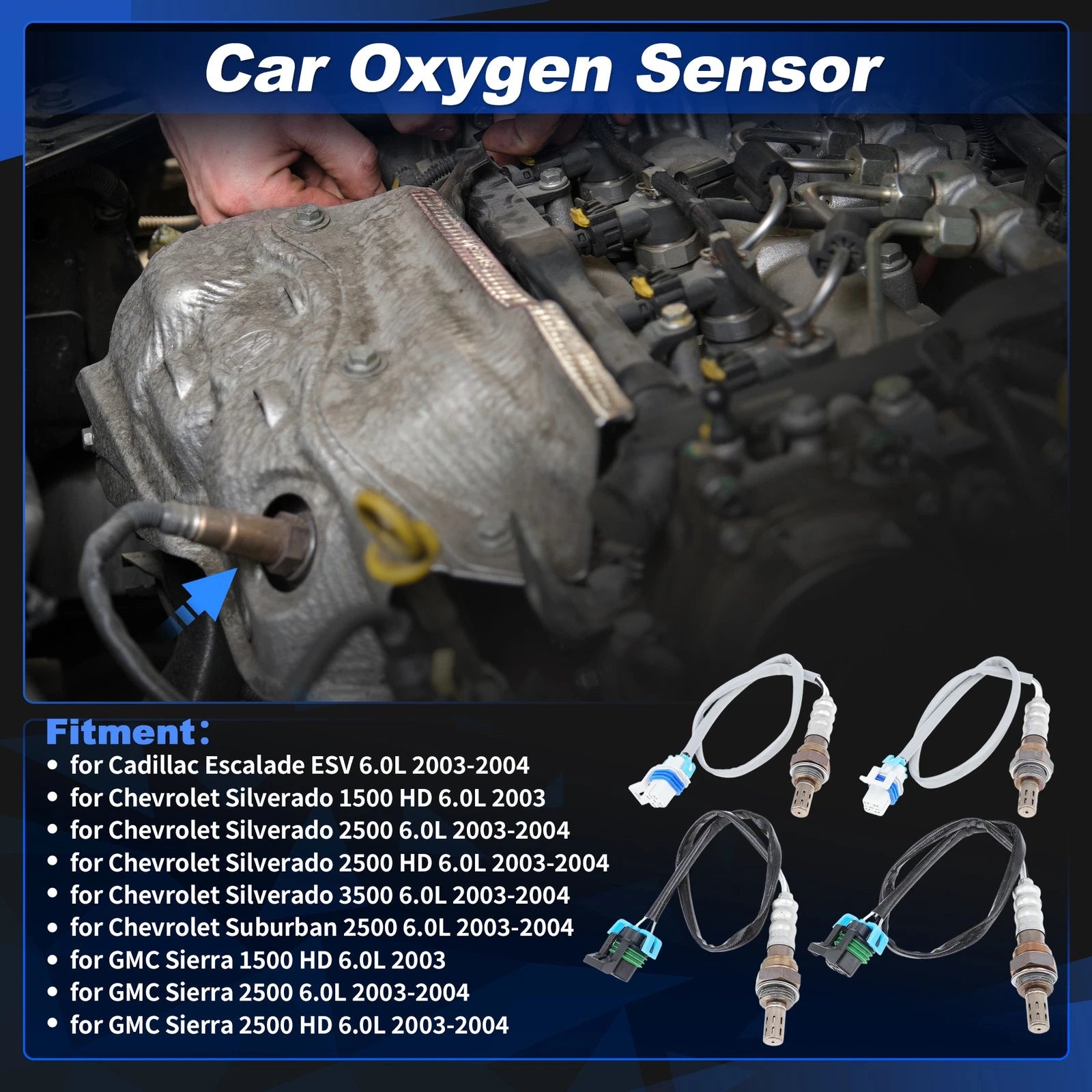 Upstream Downstream Oxygen Sensor Replacement for Chevy Silverado 6.0L (2003–2004)