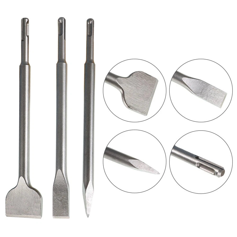 6-Pack Concrete Drill Bit Set with Point Chisel + 20mm & 40mm Flat Chisel