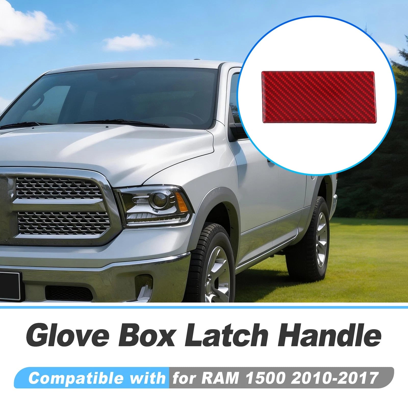 Glove Box Latch for RAM 1500 (2010–2017) Carbon Fiber Red Plastic