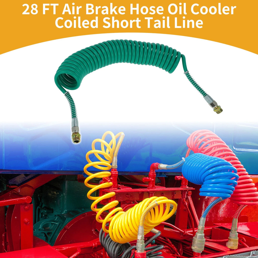 Air Brake Hose for 28FT Coiled Short Tail Line (Nylon, Iron)