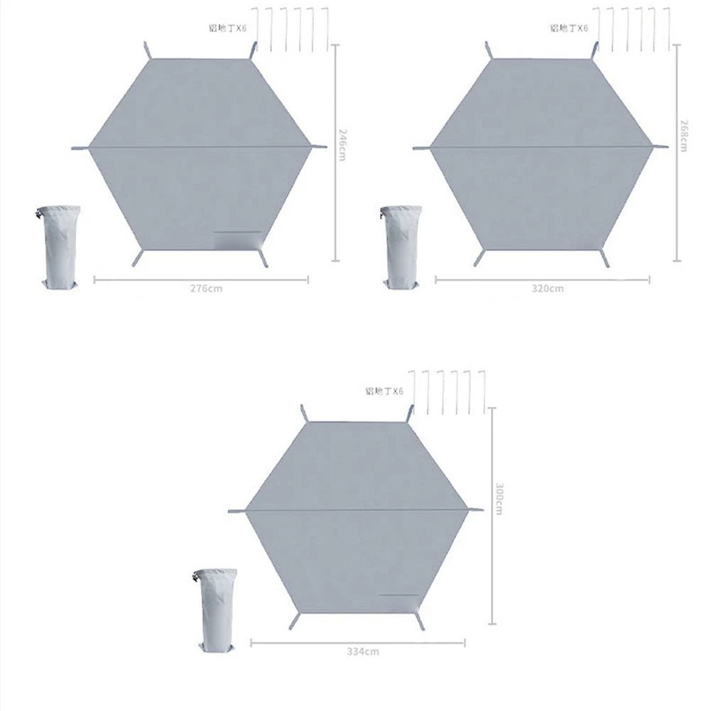 Hexagon Picnic Tarp Tent Mat Waterproof Wear Resistant Portable Design