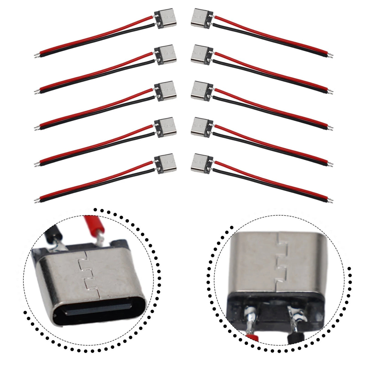 Set of 10 USB 2.0 Female Socket Power Cables for Multiple Devices