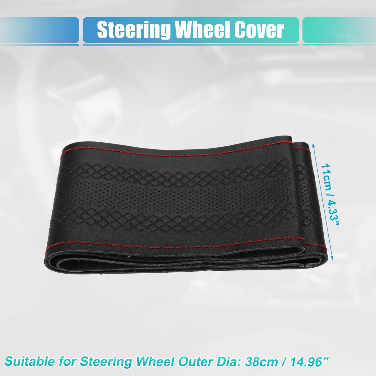 Steering Wheel Cover for Universal Fit 38cm Diameter Faux Leather