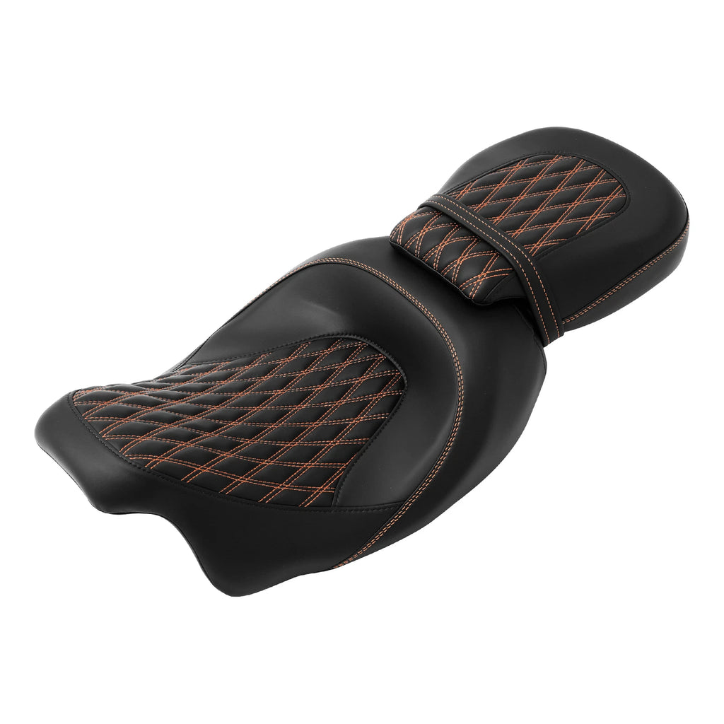 Pillion Seat for Harley Road Glide (2009–2023) - Orange Stitching