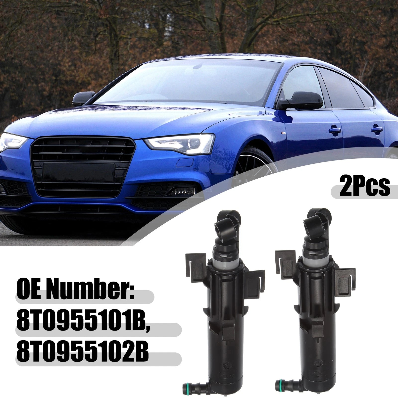 2X Headlight Washer Nozzle Sprayer Jet for Audi A5 (2008–2017)