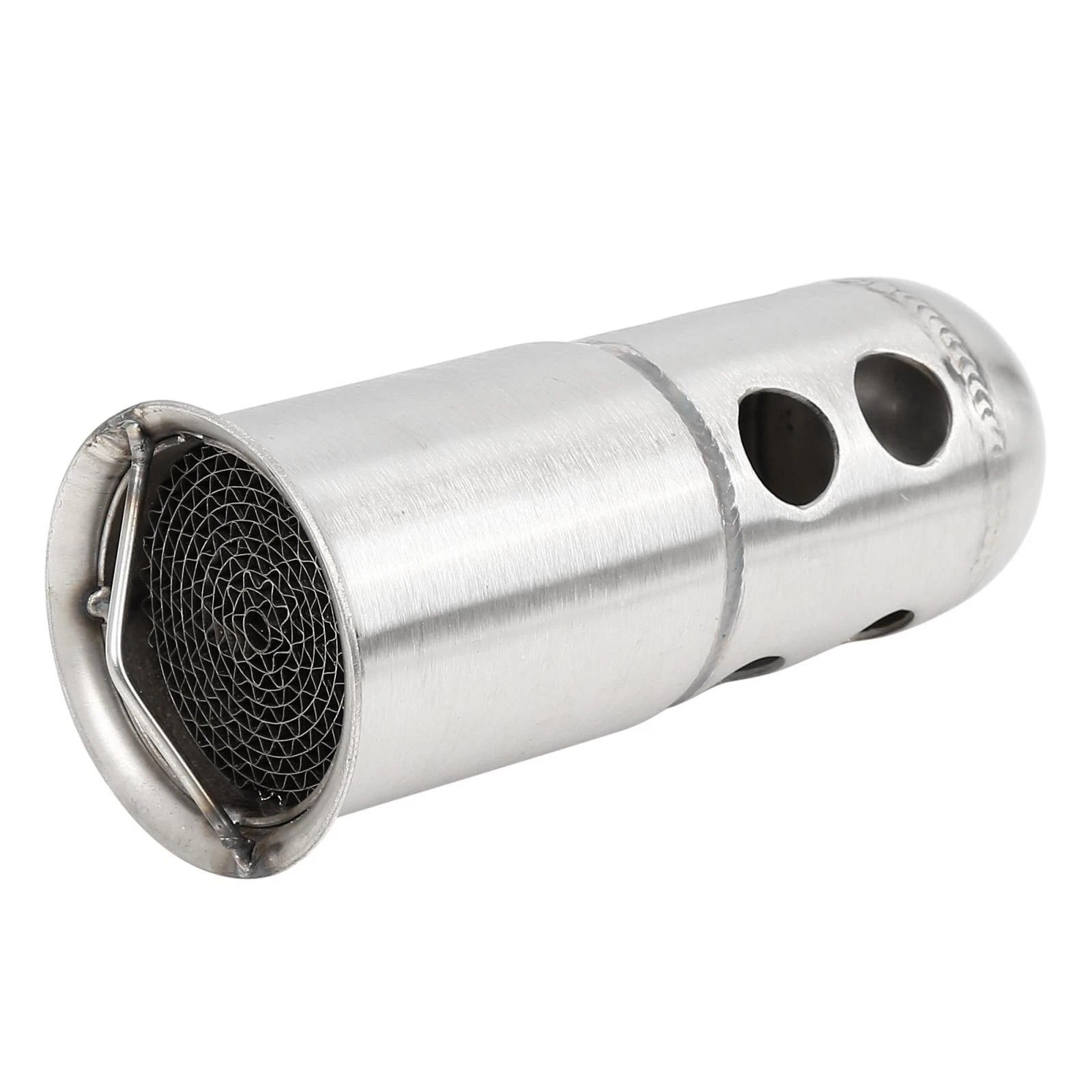 50mm Motorcycle Exhaust Pipe Baffle Muffler Silver Tone