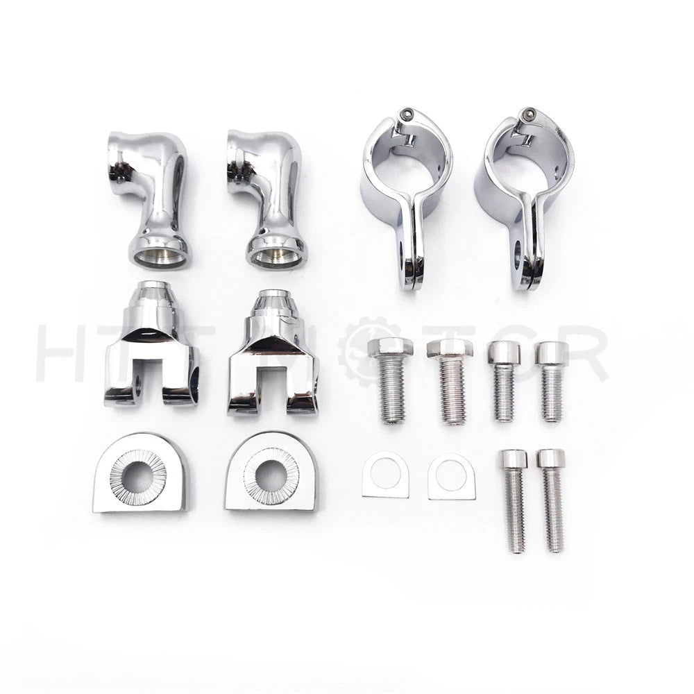 Chrome Footrest Foot Peg Mounting Kit for Harley-Davidson (1 1/4" Bars)