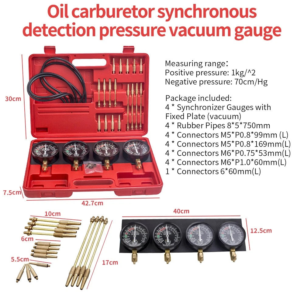Fuel Vacuum Carburetor Synchronizer Gauge Adjustment Tool Set for