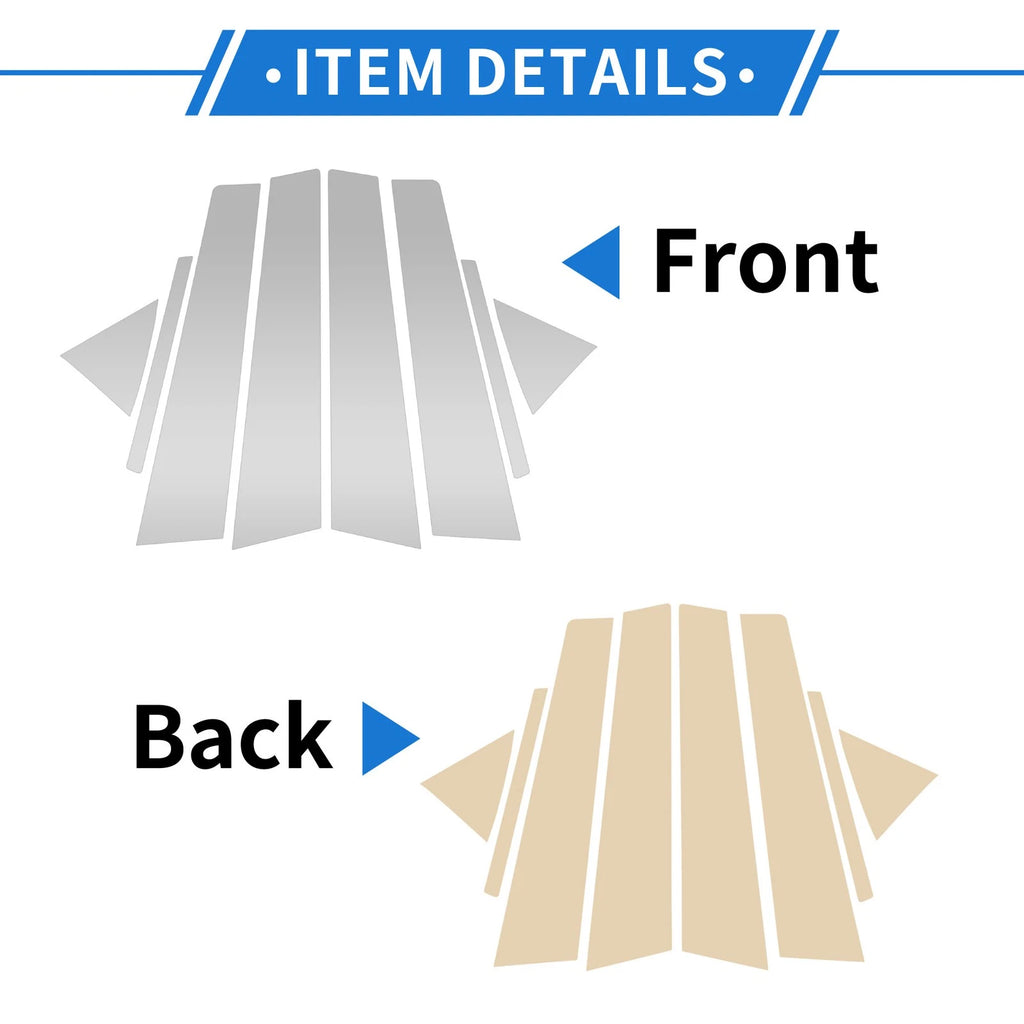 Door Pillar Window Trim Set for Hyundai Elantra 2017–2020 Silver Tone