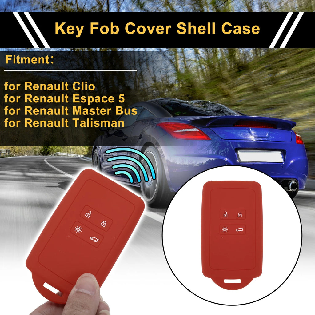 Red TPU Car Key Case for Renault Clio (2012–2019)