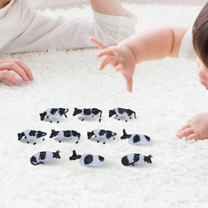 10pc Black & White Cow Set for Model Railway (HO/OO Gauge)