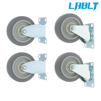 Set of 4 Grey 4-Inch Swivel & Straight Casters for Various Applications