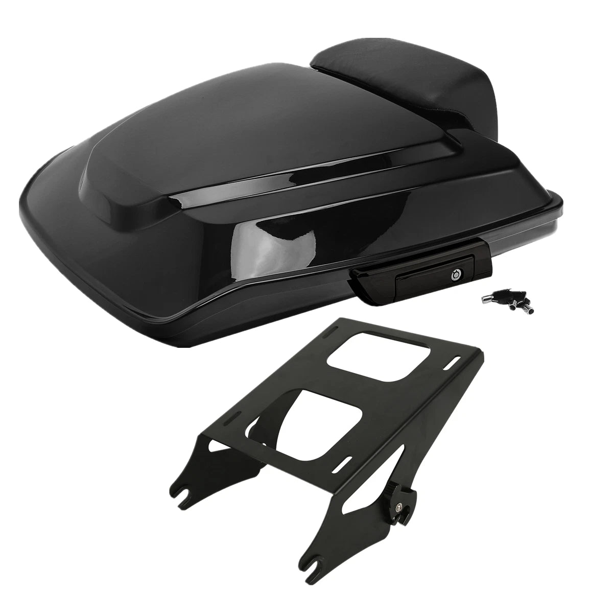 Black Razor Trunk Backrest Pad Mount Rack for Harley Touring Glide (2014–2023)