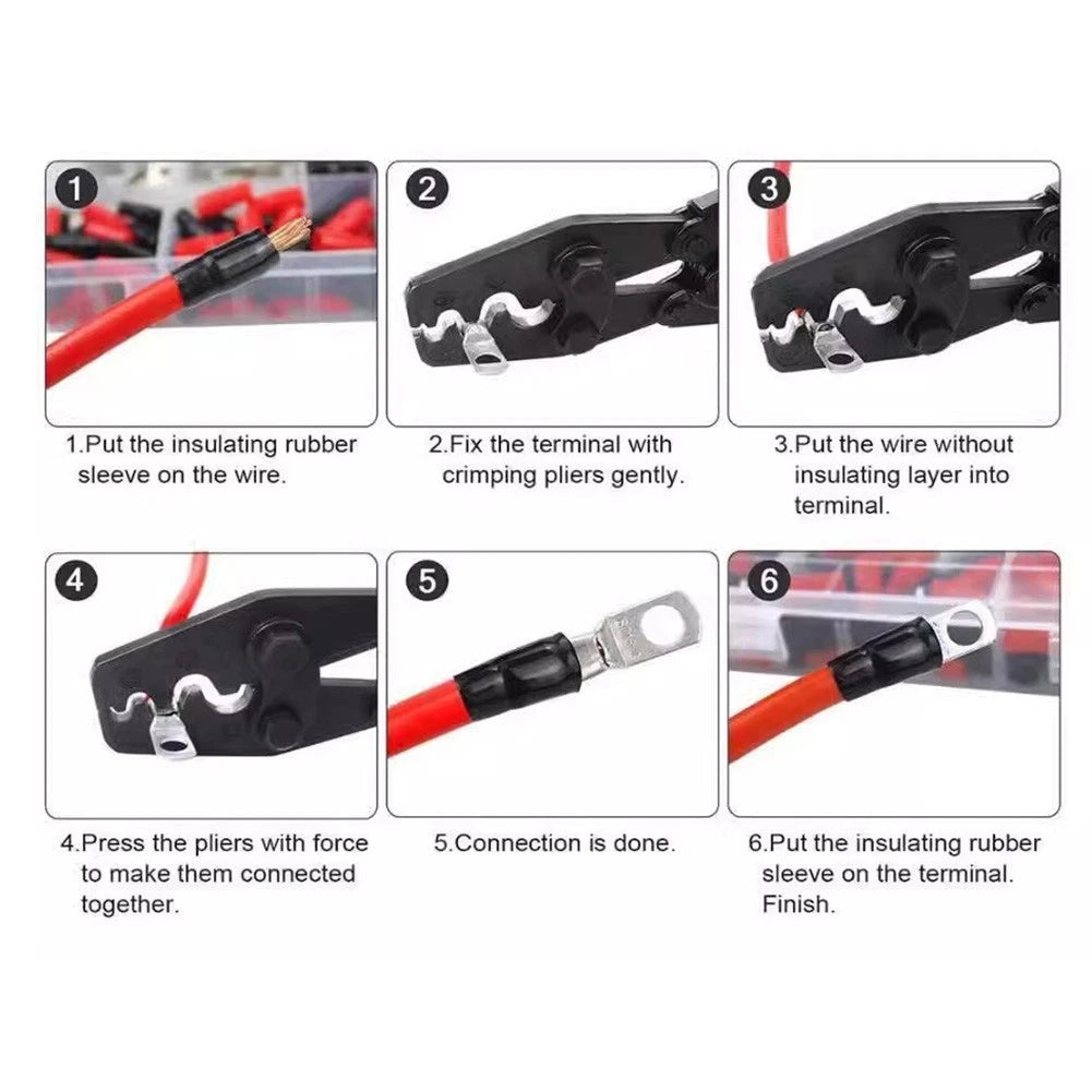 60PCS Copper Ring Lug Terminals Electrical Cable Connectors for Battery