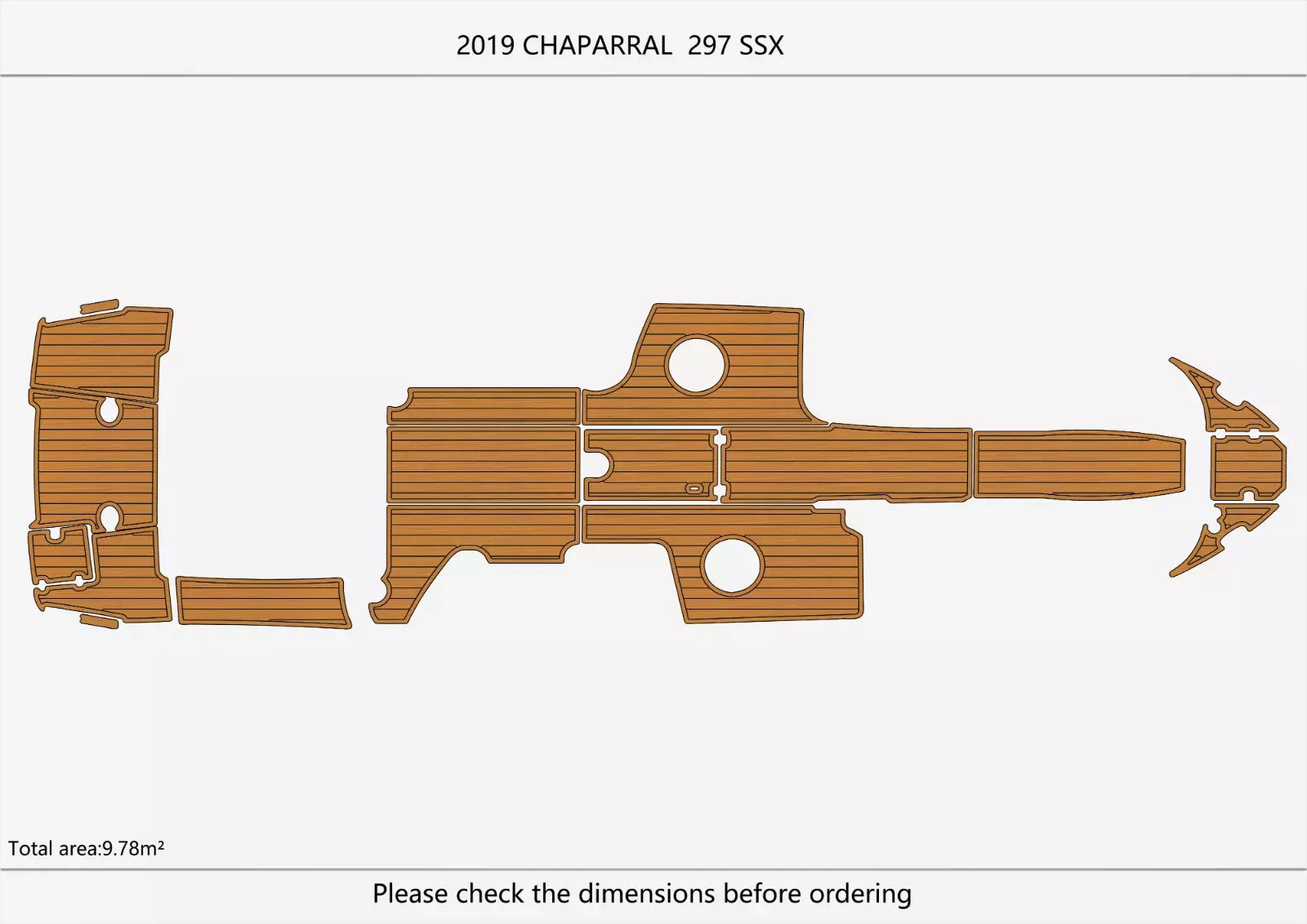 EVA Foam Teak Deck Floor Mat for Chaparral 297 SSX (2020)