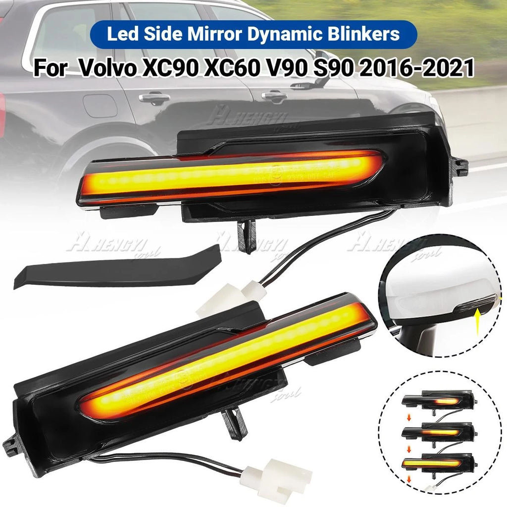 2X Dynamic Turn Signal Light Rearview Mirror Lamp for Volvo XC90 XC60 (2018–2023)