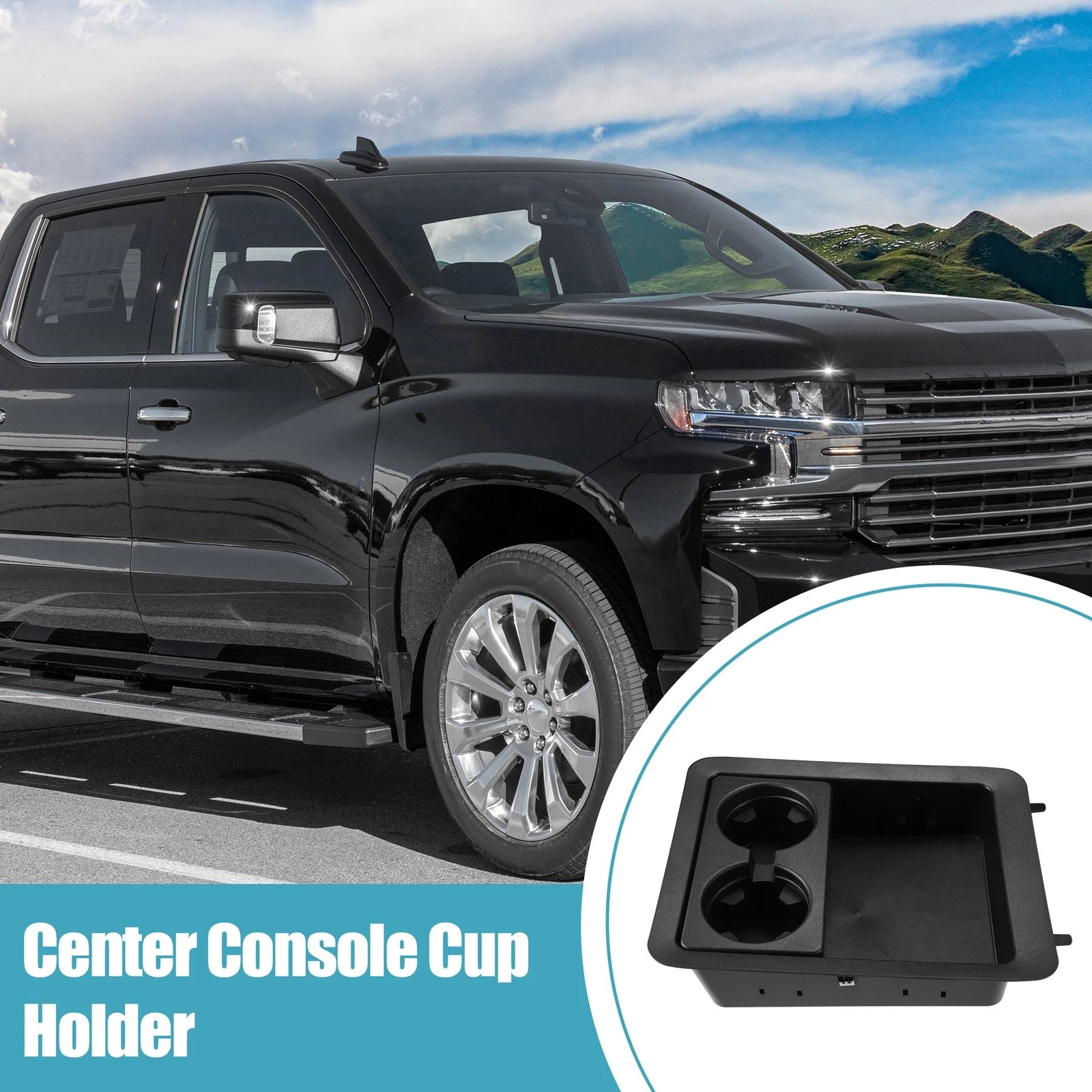 Center Console Cup Holder Bezel Replacement Black for Chevrolet Silverado 1500 (2014–2018)