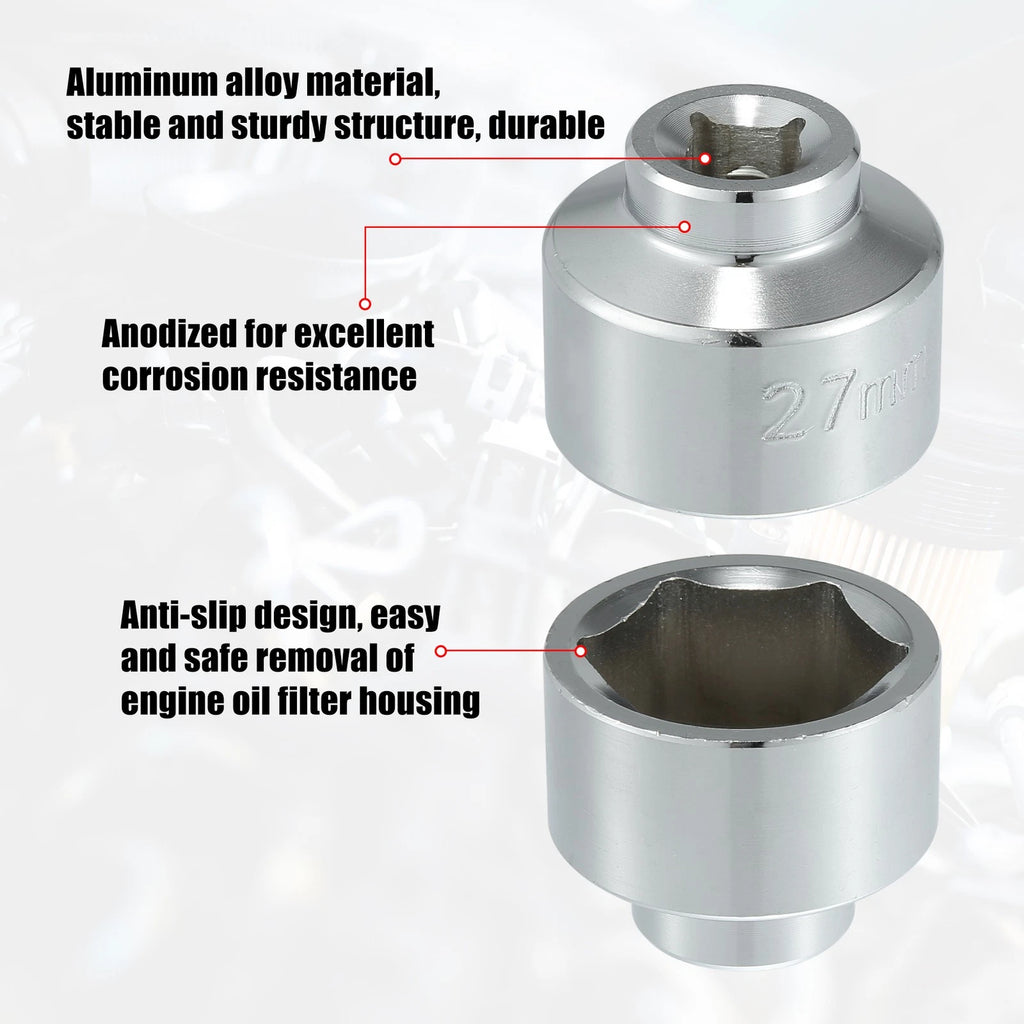 Low Profile Oil Filter Wrench 27mm Cap Socket for Mercedes-Benz (2000–2025)