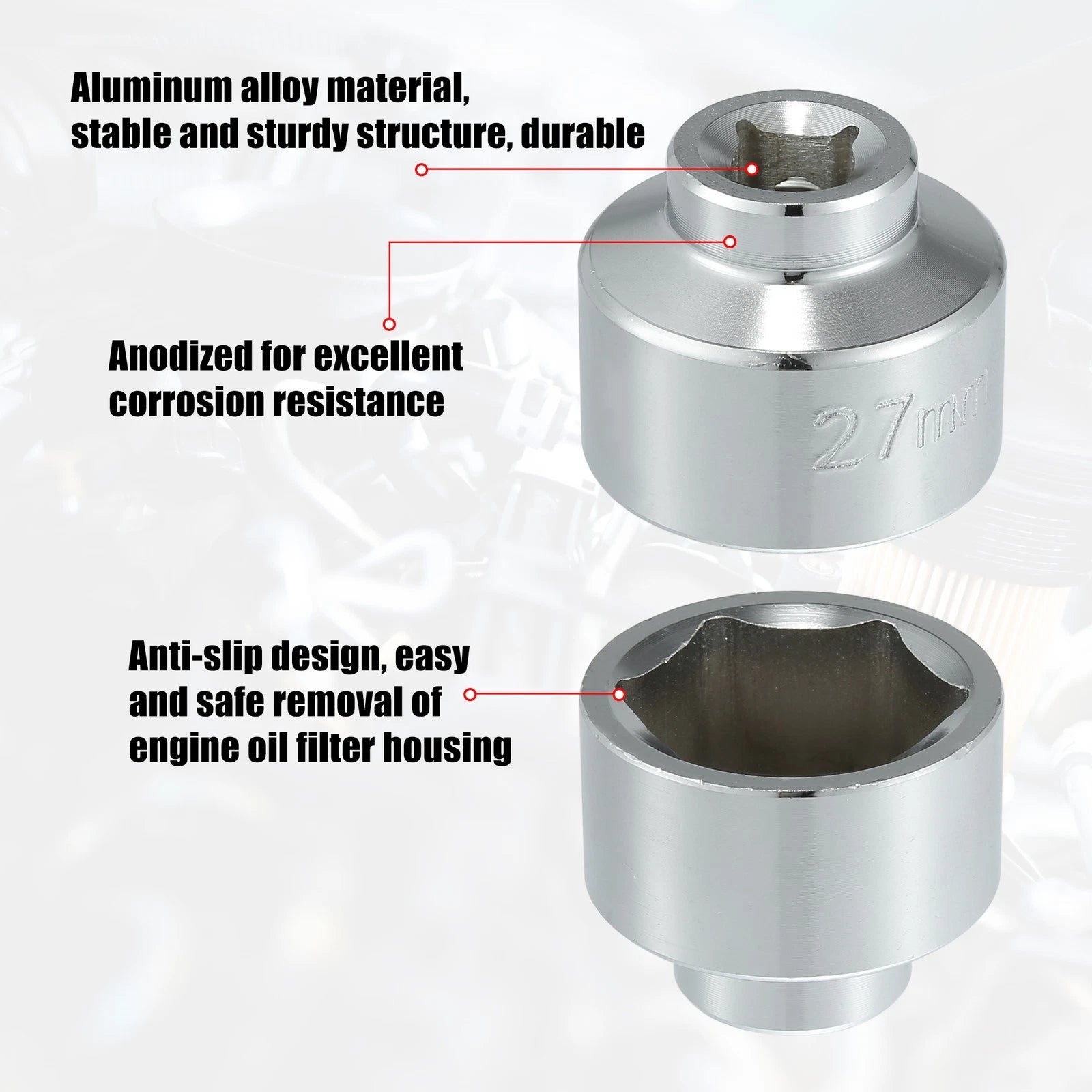 Low Profile Oil Filter Wrench 27mm Cap Socket for Mercedes-Benz (2000–2025)