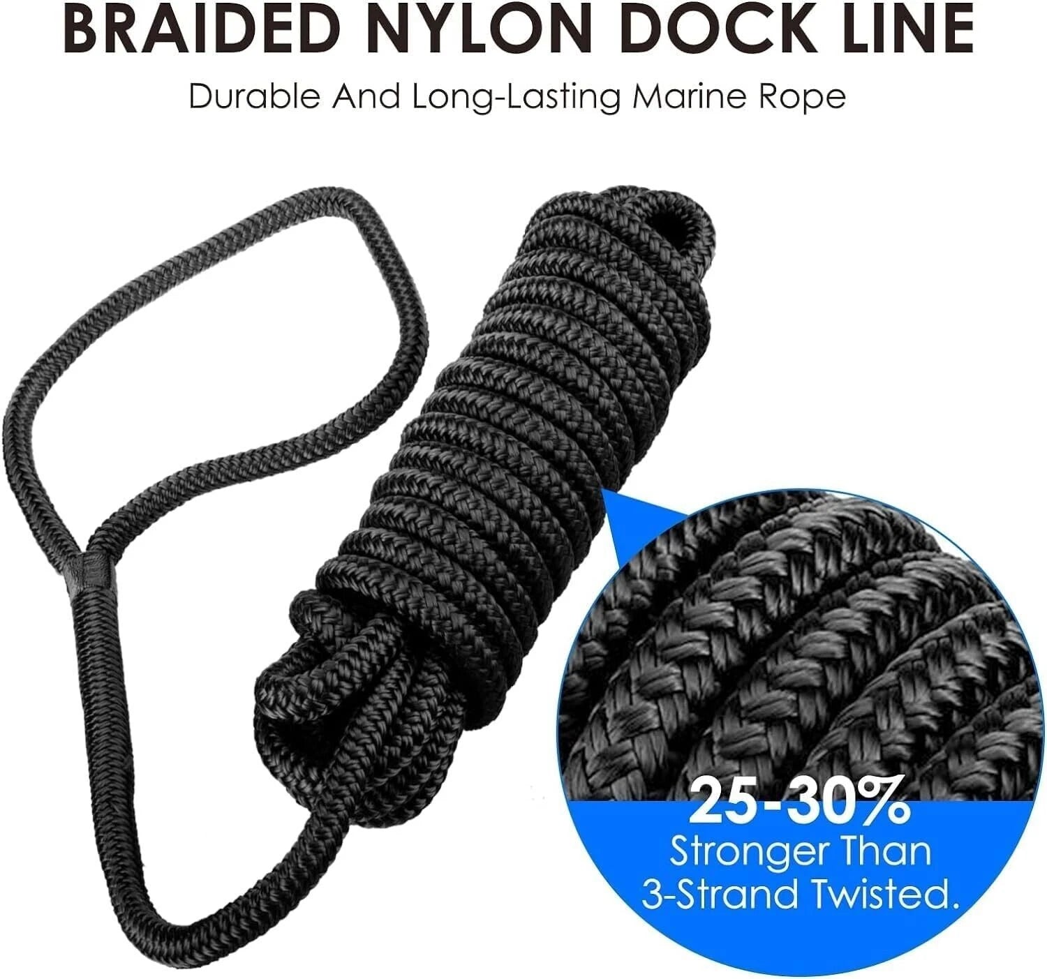 Set of 4 Double Braided Nylon Boat Dock Lines for Marine Use (20FT)