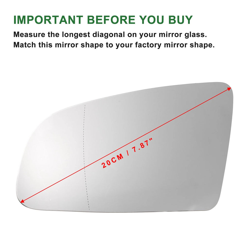 Heated Left Side Mirror Glass Replacement for Audi A3 A4 A6 (2003–2008)