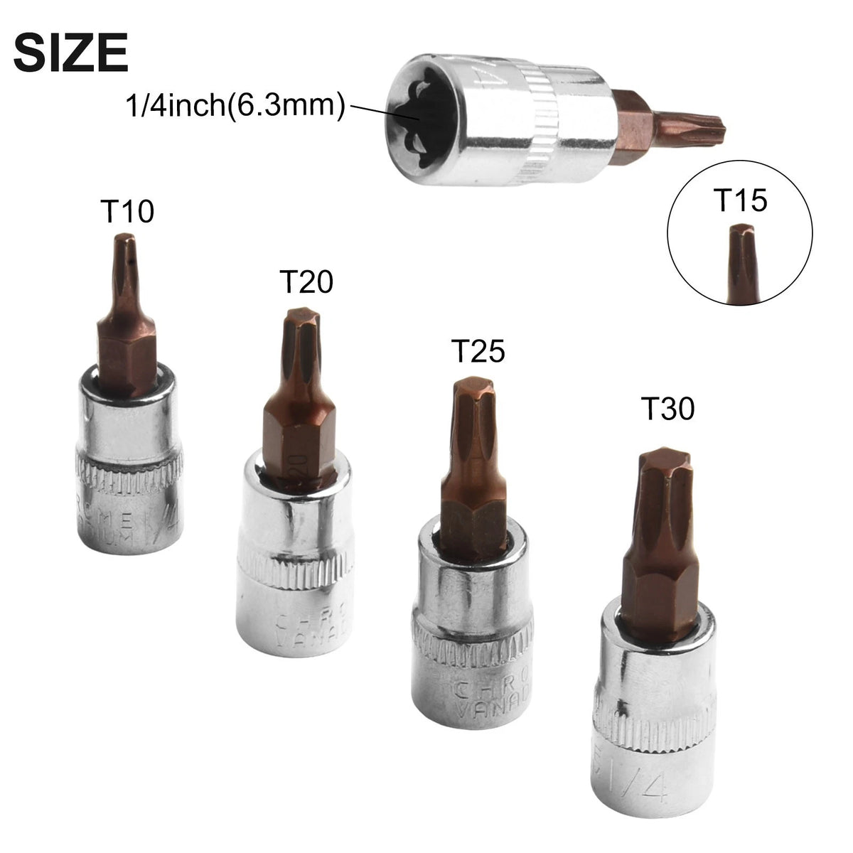 5-Piece 1/4 Inch Drive Socket Set for Electrician Tasks - Advanced Alloy Steel