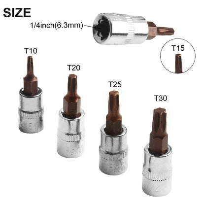 5-Piece 1/4 Inch Drive Socket Set for Electrician Tasks - Advanced Alloy Steel