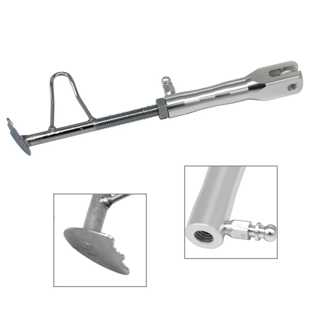 Adjustable Foot Side Stand Support Leg Kickstand for Motorcycle (Silver)