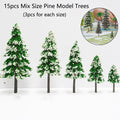 15Pcs Pine Model Trees for Diorama Train Railway Winter Scenery Decor