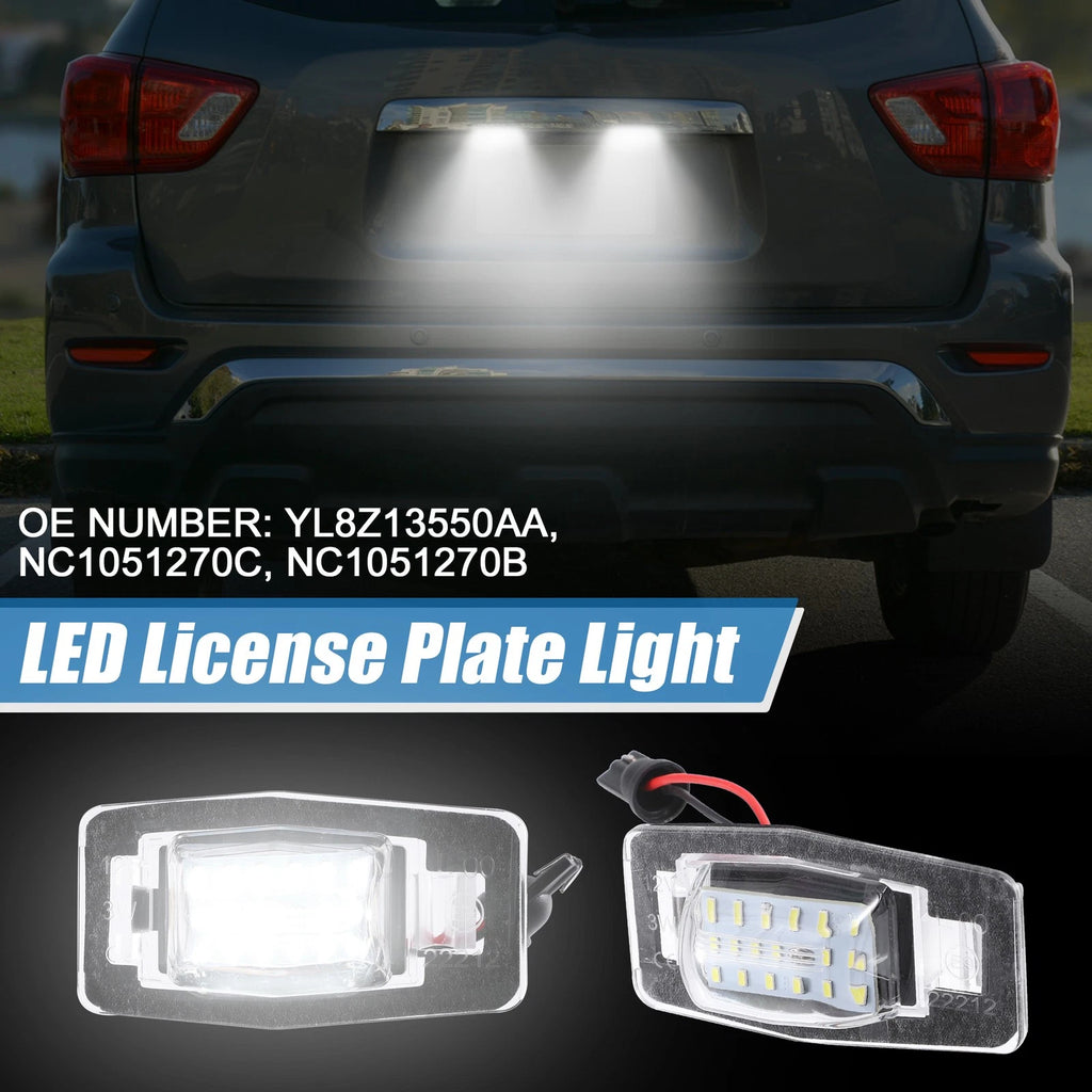 White LED License Plate Light Assembly Pair for Mazda (2003–2015)