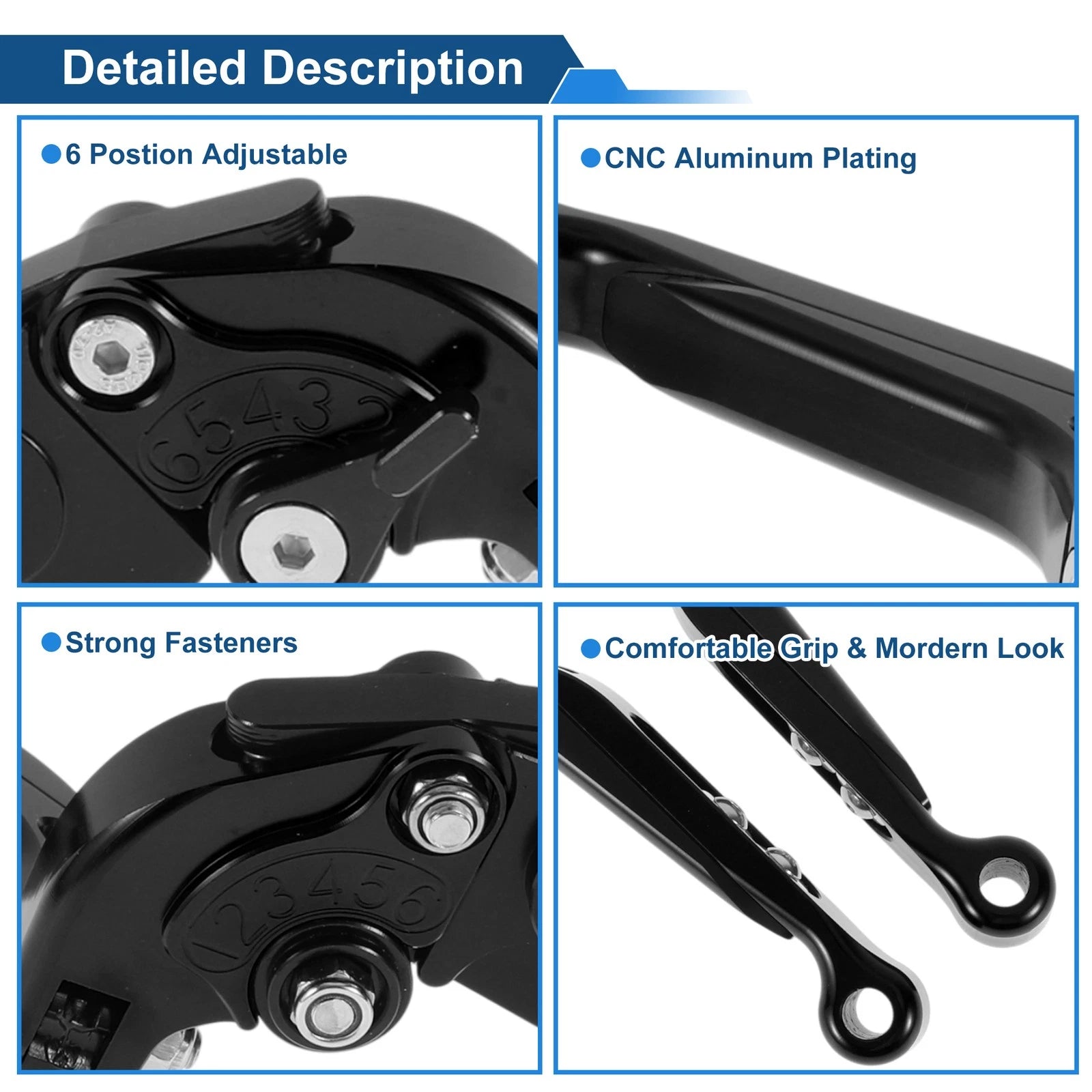 Adjustable Brake Clutch Levers for Kawasaki ZZR600 (2005–2009) Solid Black