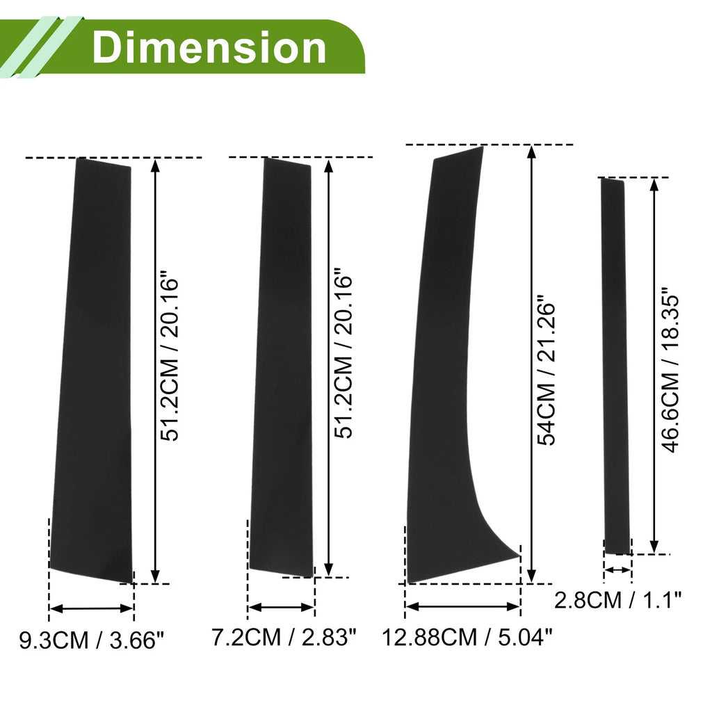 Pillar Window Trim Kit for Chevy Trailblazer (2002–2009) Black (8 Piece)