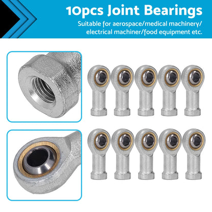 10x Zinc 6mm Female Spherical Plain Rose Joint Bearing Left Hand Threaded