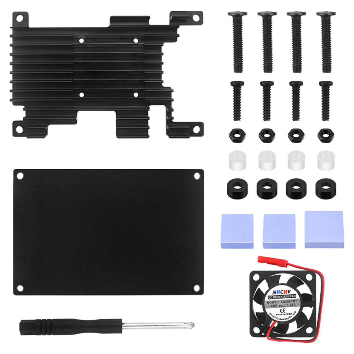 R Aluminum Case with Active Passive Cooling Fan for Orange Pi 3 LTS (2018–2023)